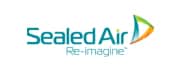 Sealed Air client text logo with coral blue font and subtitle Re-Imagine used to represent a satisfied Fulfillit client