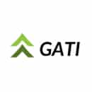 Gati client custom logo with black font and 2 green peaks stacked on one another, used to represent a testimonial left for Fulfillit by Gati
